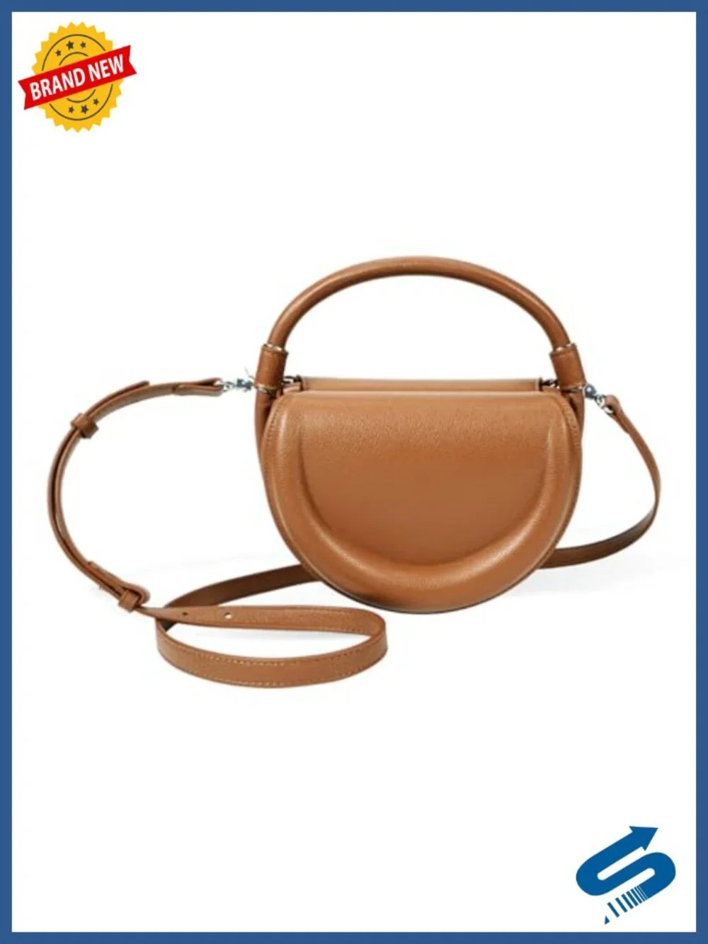 Handmade Vegan Leather Crossbody Bag Women Half-Moon Shoulder & Top-Handle Purse